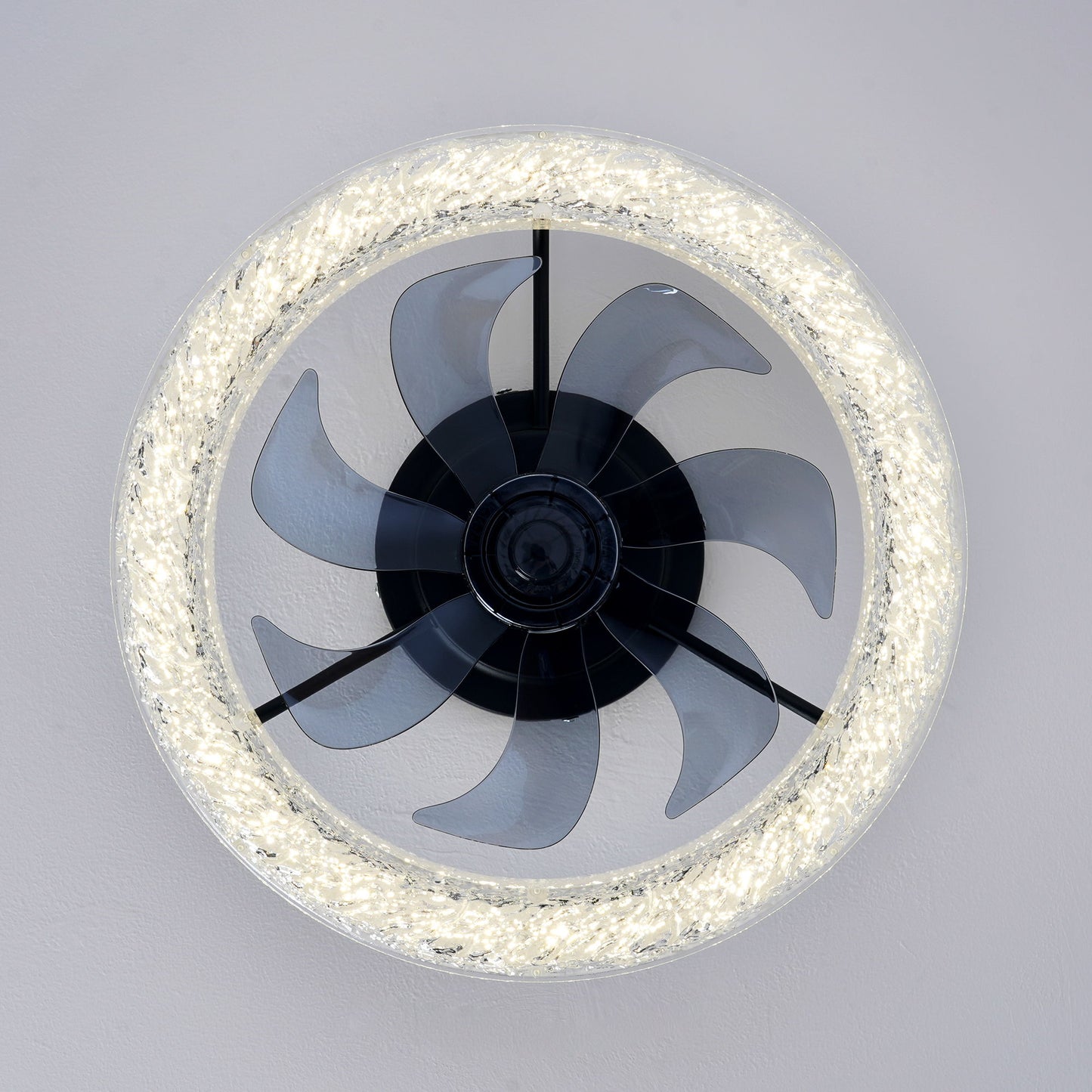 LED Light Source And Remote Control, 3000 - 6500K Dimmable Flush Mount LED Fan Light, 6 Speeds, Quiet DC Motor For Living Room - Matte Black