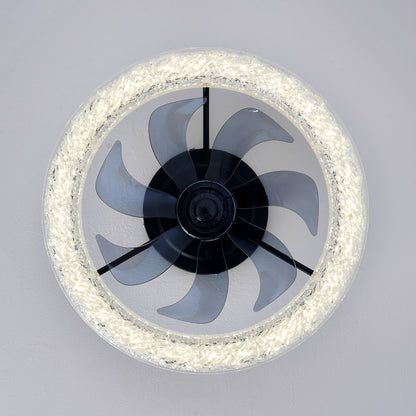 LED Light Source And Remote Control, 3000 - 6500K Dimmable Flush Mount LED Fan Light, 6 Speeds, Quiet DC Motor For Living Room - Matte Black