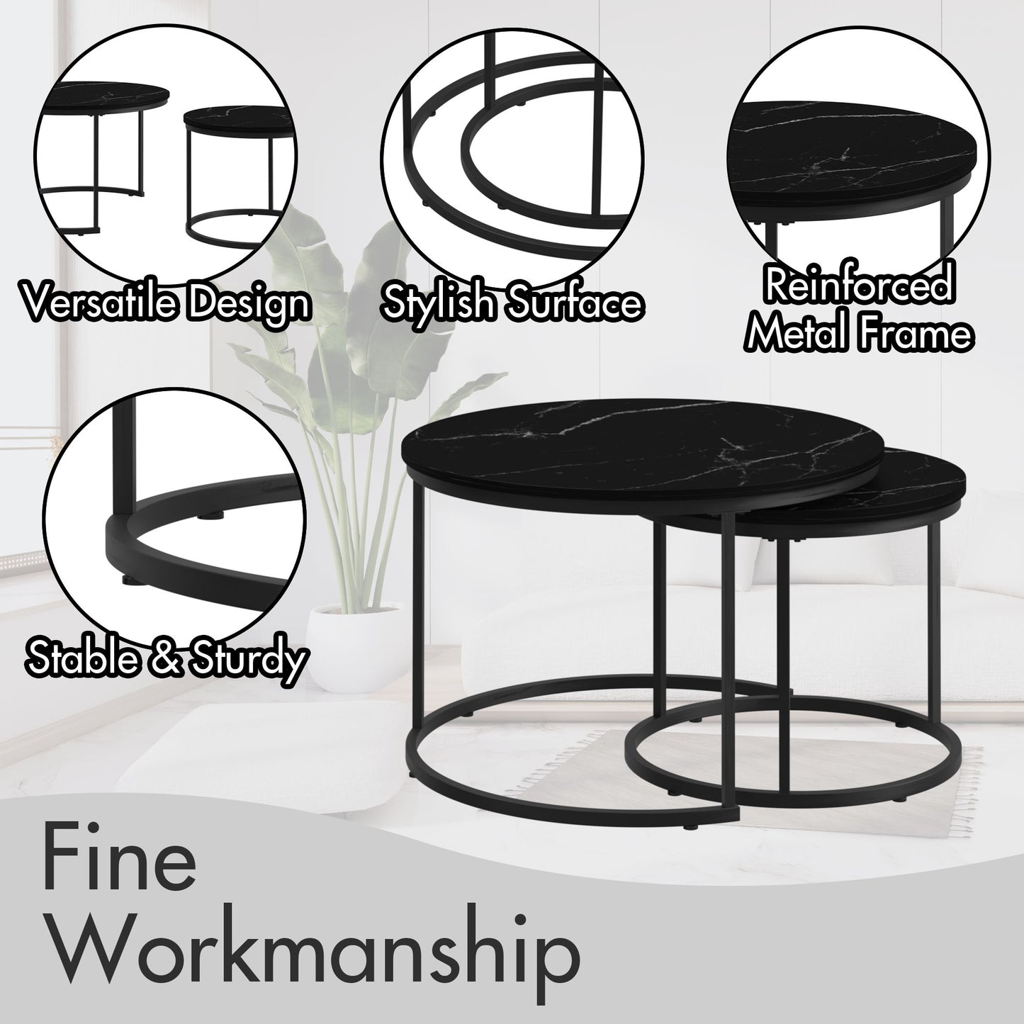Round Nesting Coffee Table (Set of 2)