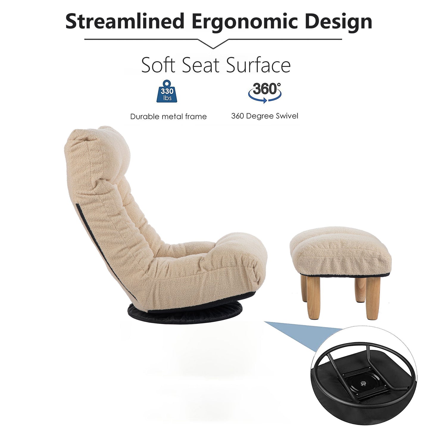 Adjustable Japanese Reclining Floor Chair Sofa With Metal Frame For Living Room