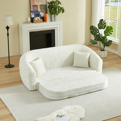 Curved Convertible Sofa, 2 In 1 Fold Out Bed With Pull Out Base And Deep Seat