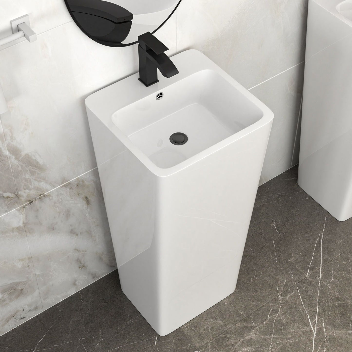 Pedestal Sink 16" For Powder Rooms - White