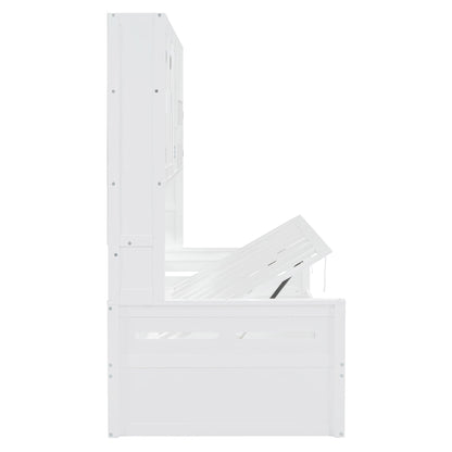 Daybed With All-In-One Cabinet And Shelf
