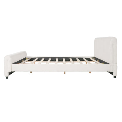 Luxury Upholstered Bed Frame With Curved Headboard & Footboard