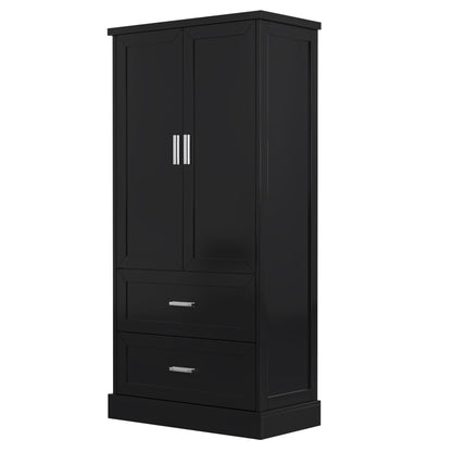 Tall Bathroom Storage Cabinet With 2 Doors And Drawers, Adjustable Shelf