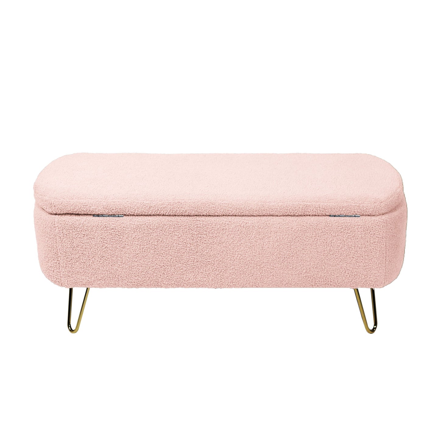Storage Ottoman Bench For End Of Bed Legs, Modern Camel Faux Fur Entryway Bench Upholstered Padded With Storage For Living Room Bedroom