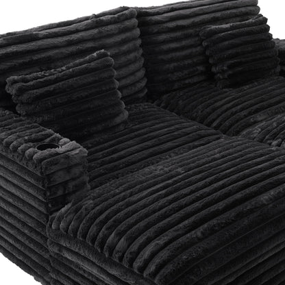 Oversized Double Chaise Lounge Sofa Bed With USB Ports And Cup Holders