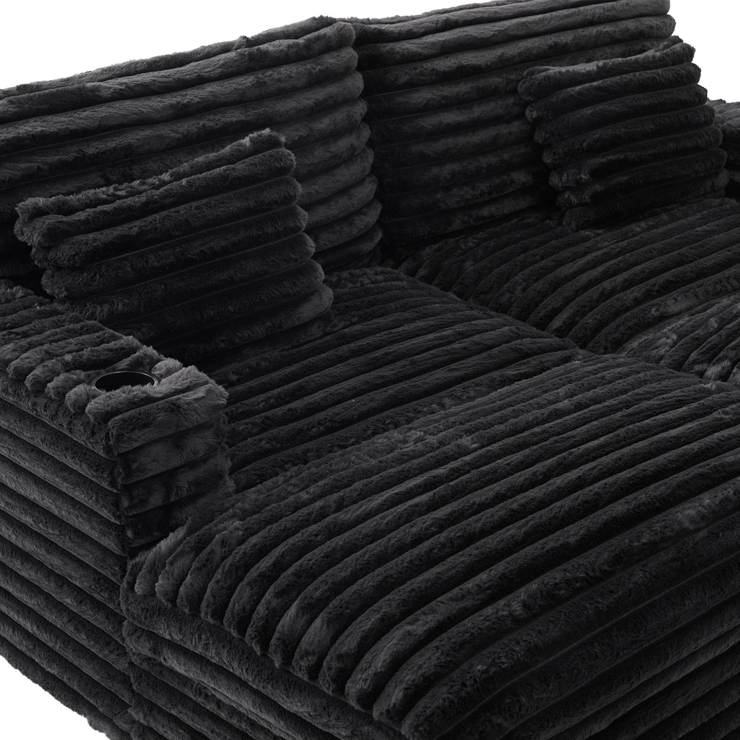 Oversized Double Chaise Lounge Sofa With USB Ports And Cup Holders