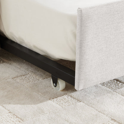 Upholstered Daybed With Trundle With Vertical Stripes
