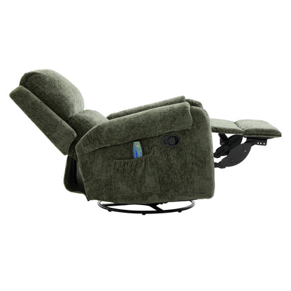 Manual Recliner Massage Chair With Swivel Rocker, 8 Massage Modes, Side Storage Pocket