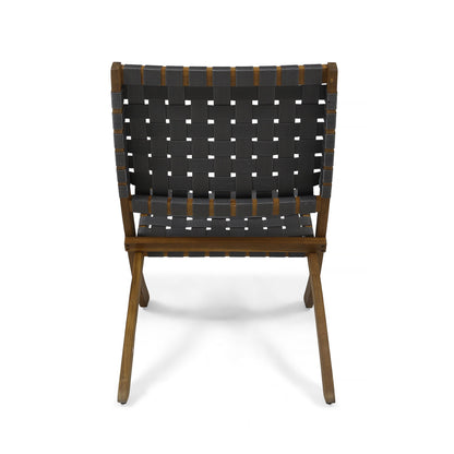 Solidago - Outdoor And Strapping Belt Folding Chairs, (Set of 2) - Black / Brown