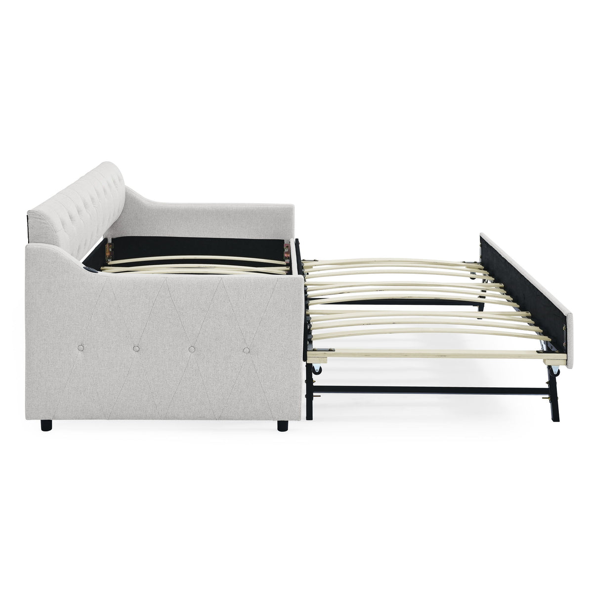 Size Upholstered Daybed With Trundle And USB Charging Armrest