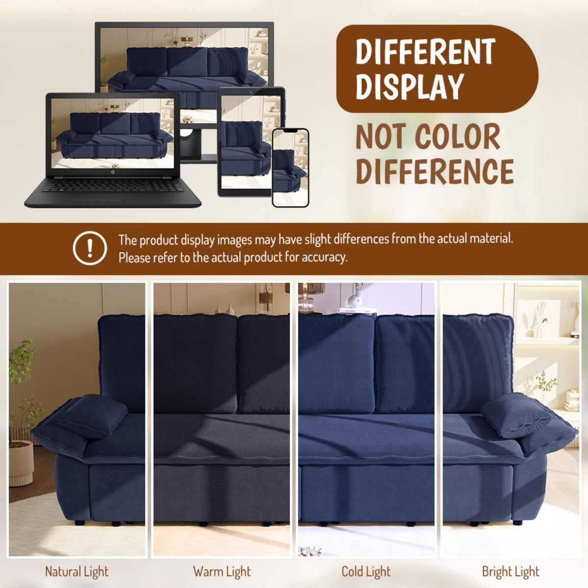 King Size Pull Out Sofa Bed, 3 In 1 Convertible Multifunctional