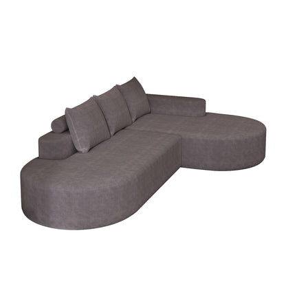 Modern Curved Sofa, L-Shaped Modular Sectional Set With 3 Pillows