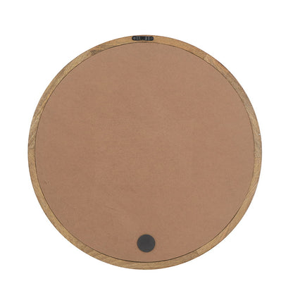 Circle Wall Mirror With Wooden Frame, Wall Mirror For Living Room