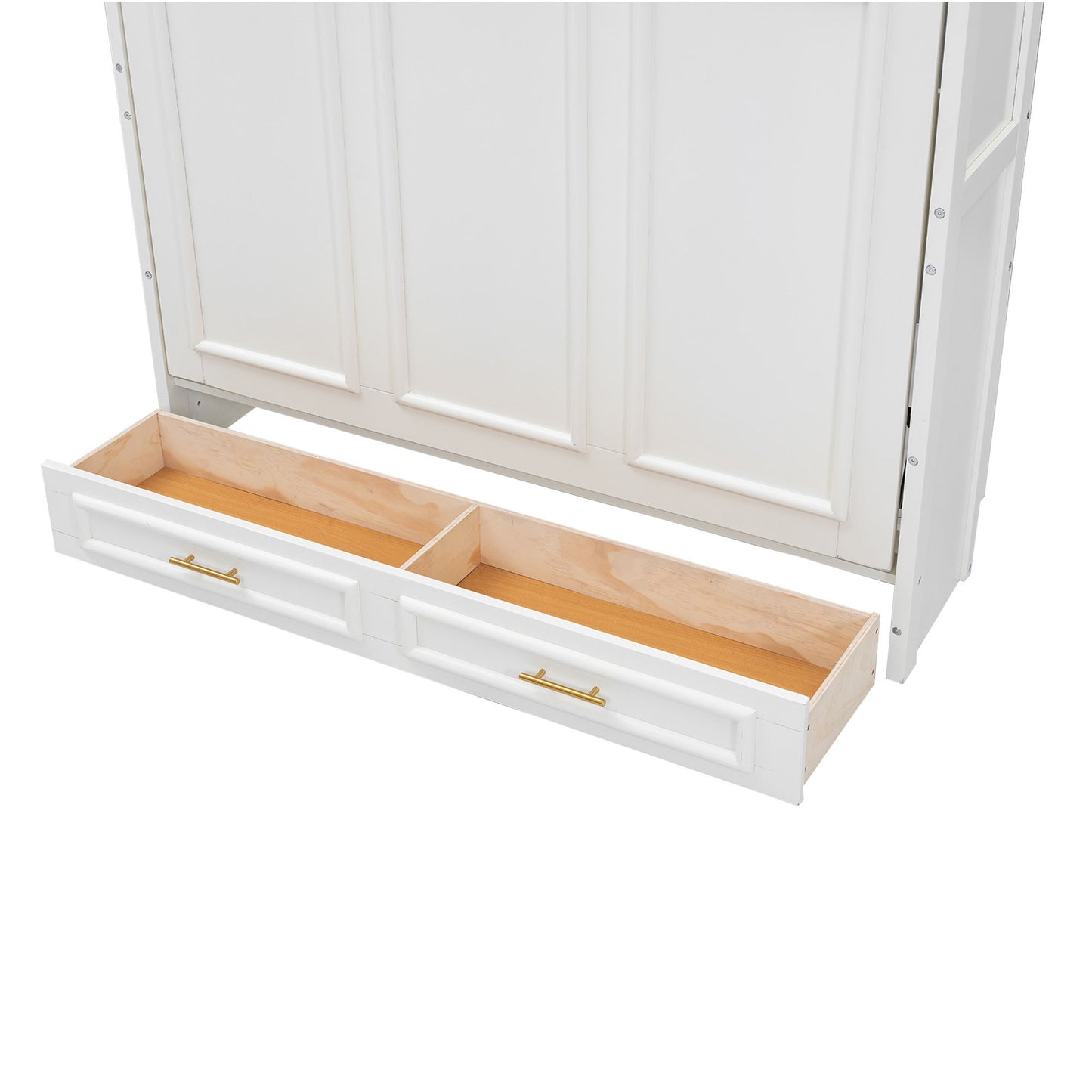Full Size Murphy Bed With 2 Drawers - Beige