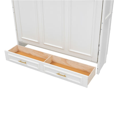 Full Size Murphy Bed With 2 Drawers - Beige