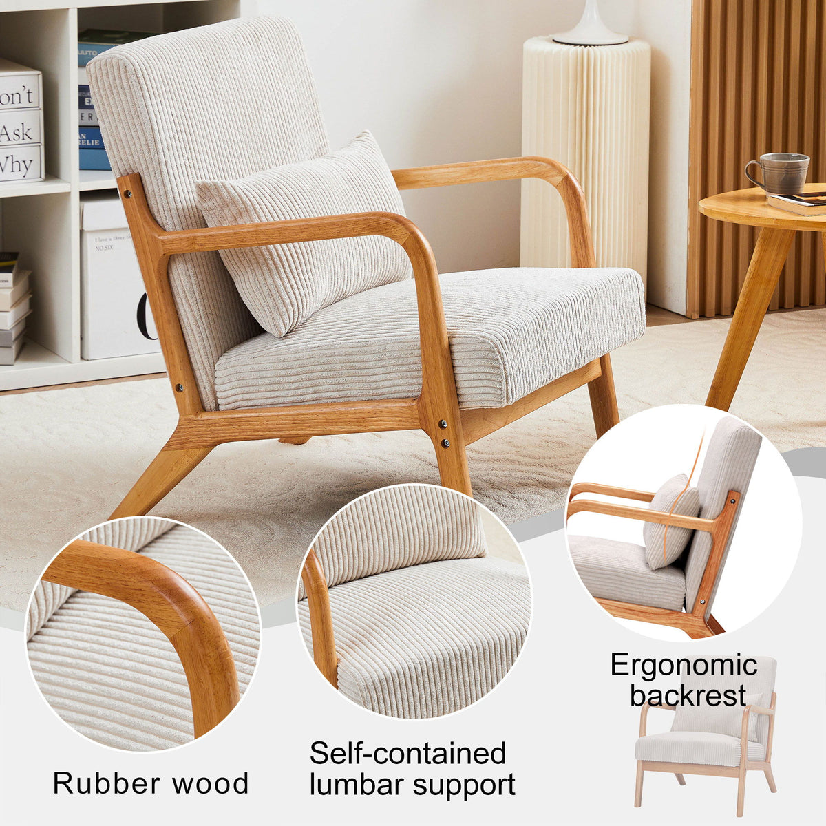 Accent Arm Chair With Pillow Upholstered