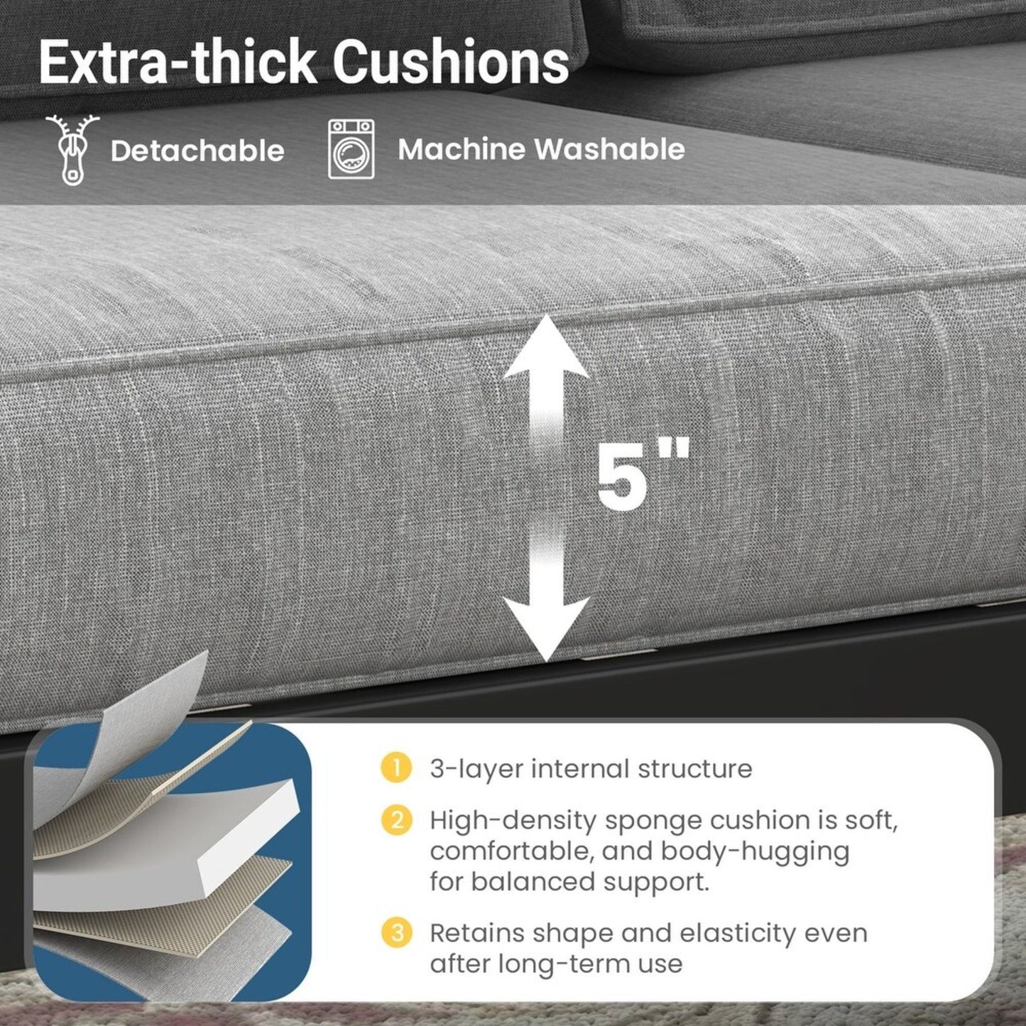 Modern All-Weather Patio Armchairs & Thick Cushions (Set of 2)