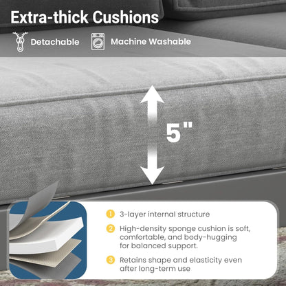 Modern All-Weather Patio Armchairs With Thick Cushions (Set of 2)