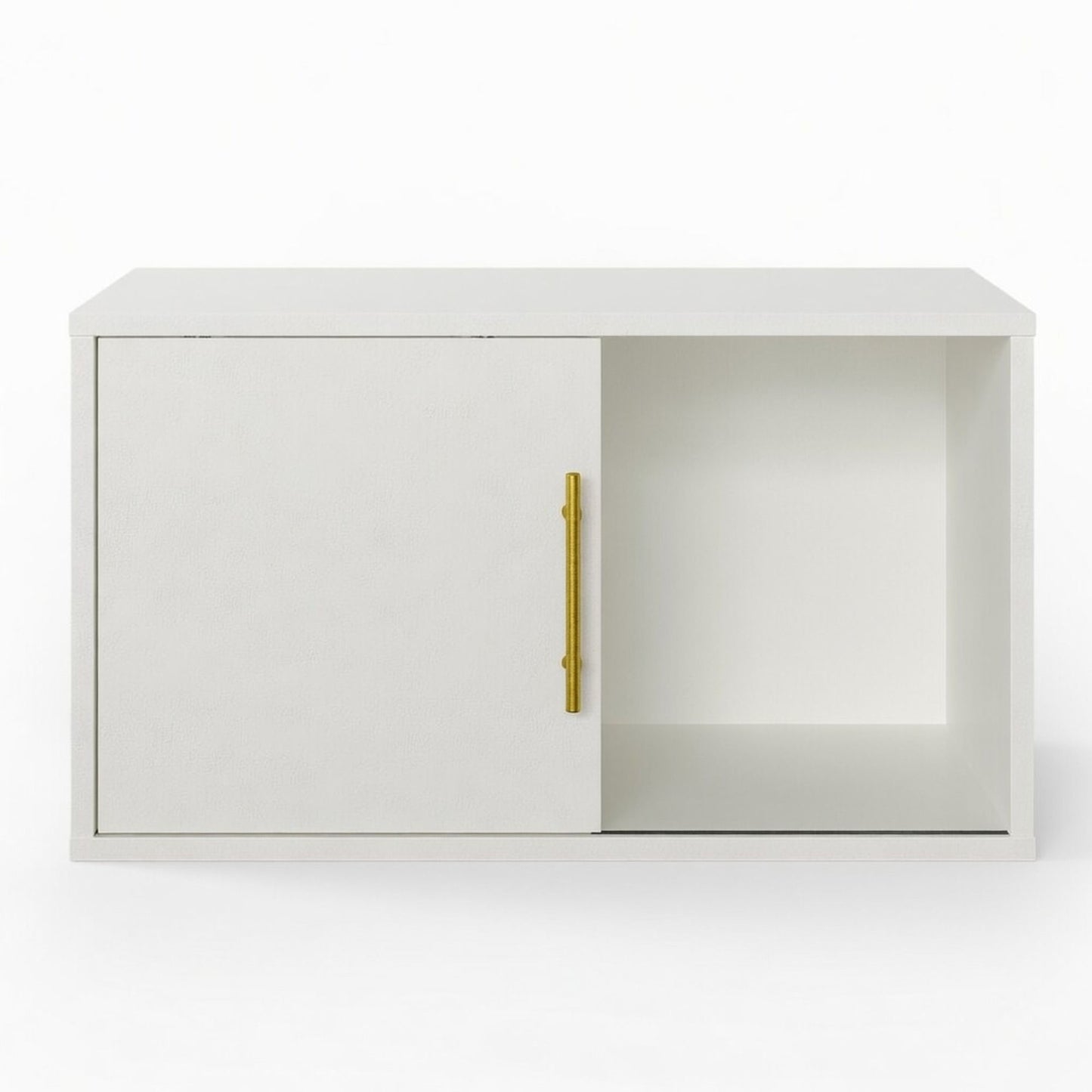 Cube Storage Organizer With Sliding Door Stackable Modular Bookshelf & Storage Cabinet - White