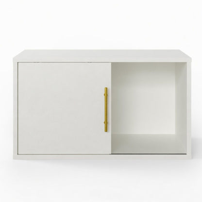 Cube Storage Organizer With Sliding Door Stackable Modular Bookshelf & Storage Cabinet - White