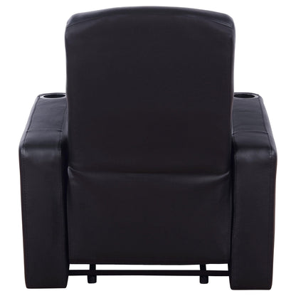 9 Piece Home Theater Seating Set With Recliners And Wedge Consoles - Black