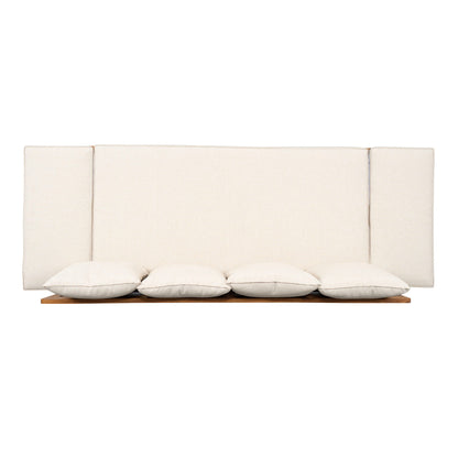 Outdoor Patio Daybed Sofa, 3 Seat Sofa With Foldable Arm 4 Back Pillows