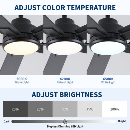 Reversible Motor Integrated LED Dimmable Ceiling Fan With Light