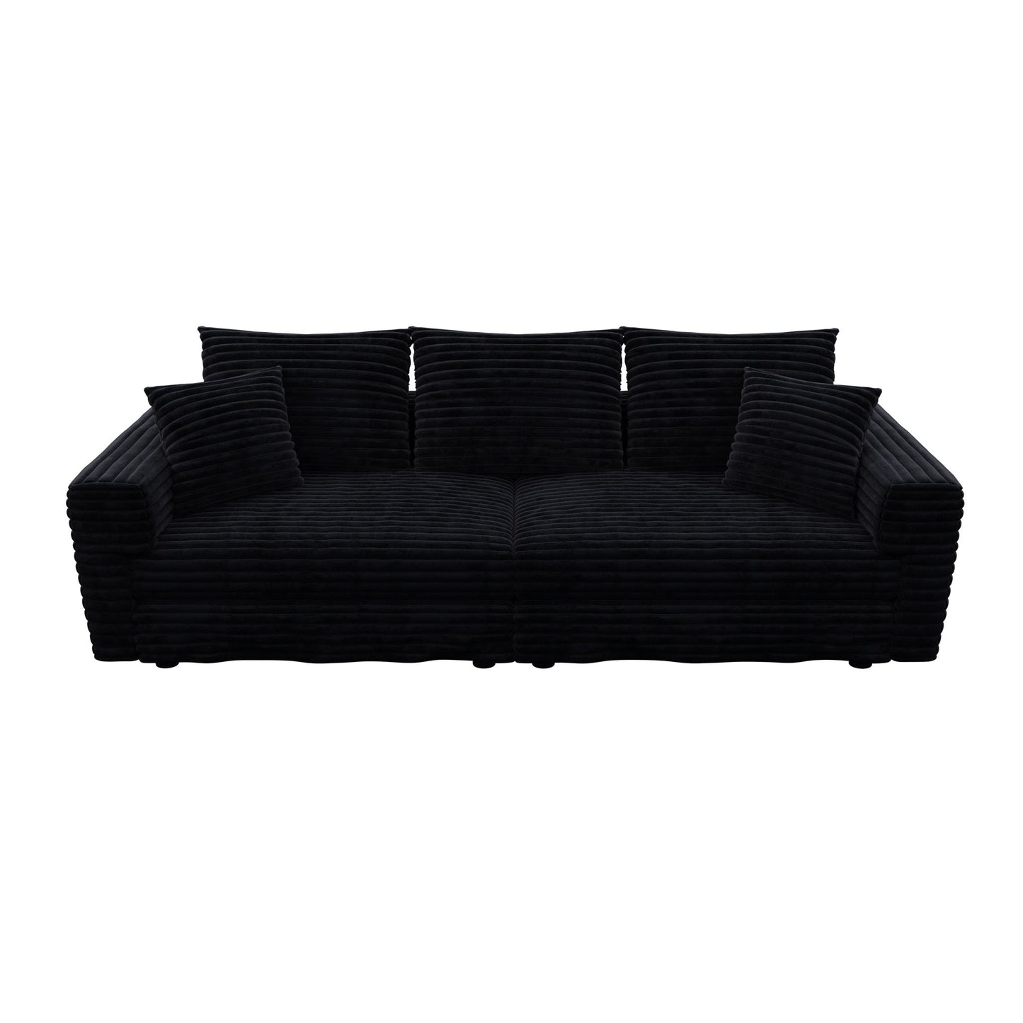 Deep Seat Convertible Sofa With Soft Pillows And Ottomans