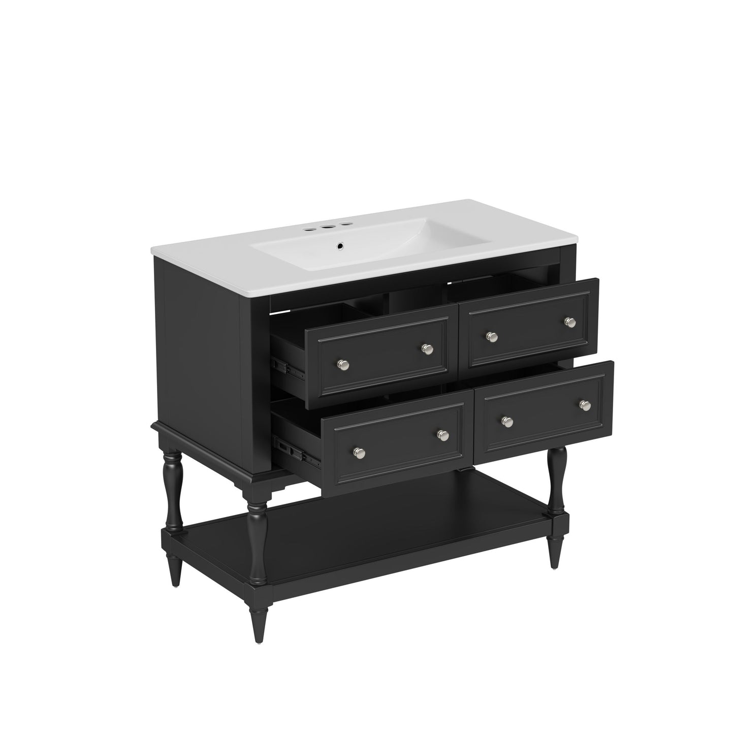 Bathroom Vanity Cabinet With Undermount Sink, 4 Drawer Set