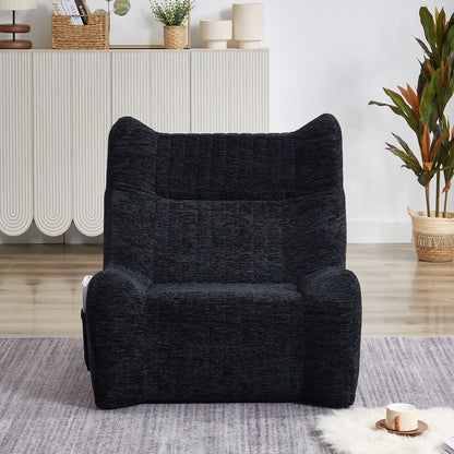 Bean Bag Chair With Armrests Oversized Comfy Beanbag Lounge Lazy Floor Sofa Accent Chair For Living Room - Black