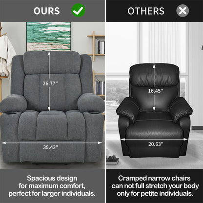 Power Lift Recliner Chair With Extended Footrest, Remote Control, Cup Holders, And Side Pockets