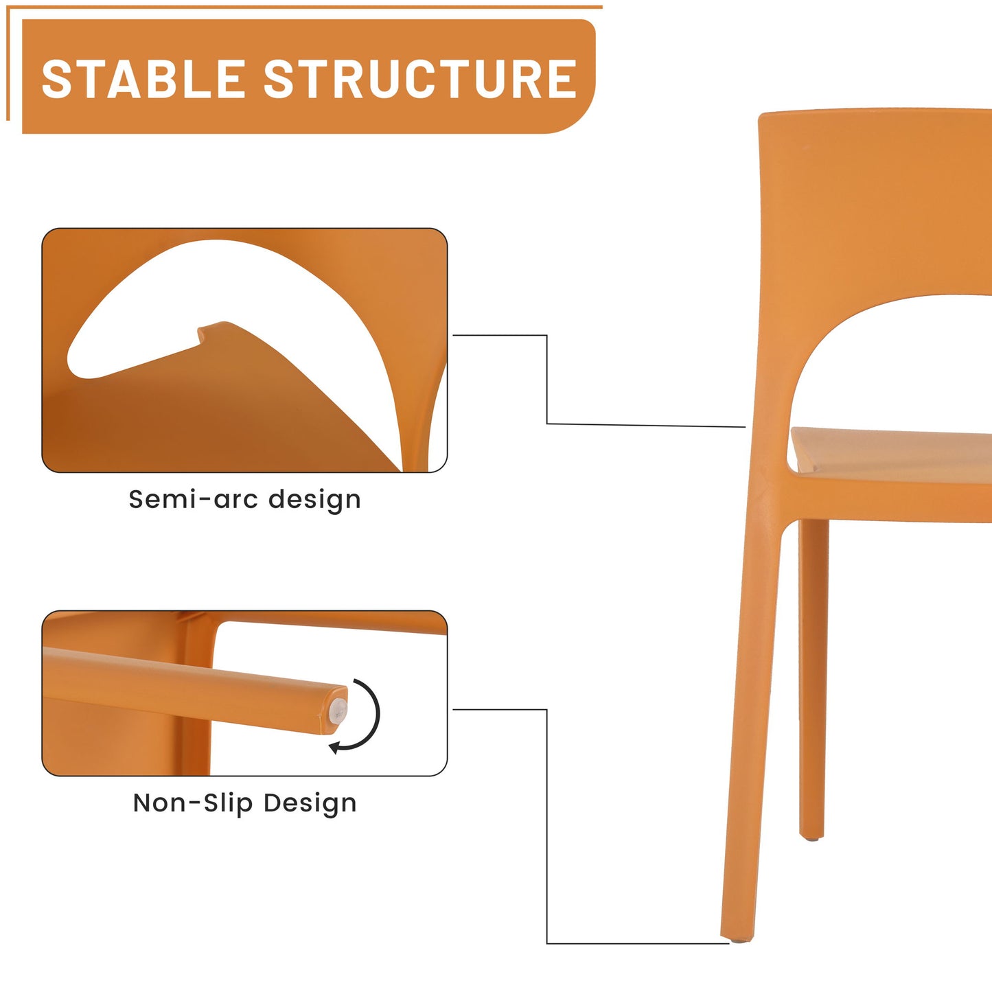 4 Piece Set Of Modern Designed Single Chairs With Long Table