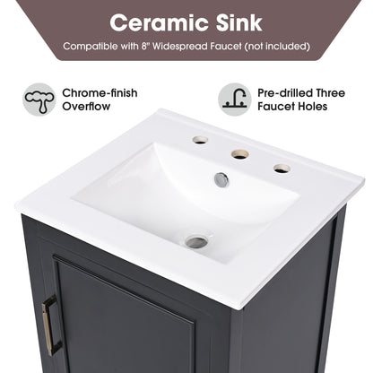 Modern Bathroom Vanity With Sink, Cabinet Storage, Drawer & Adjustable Feet
