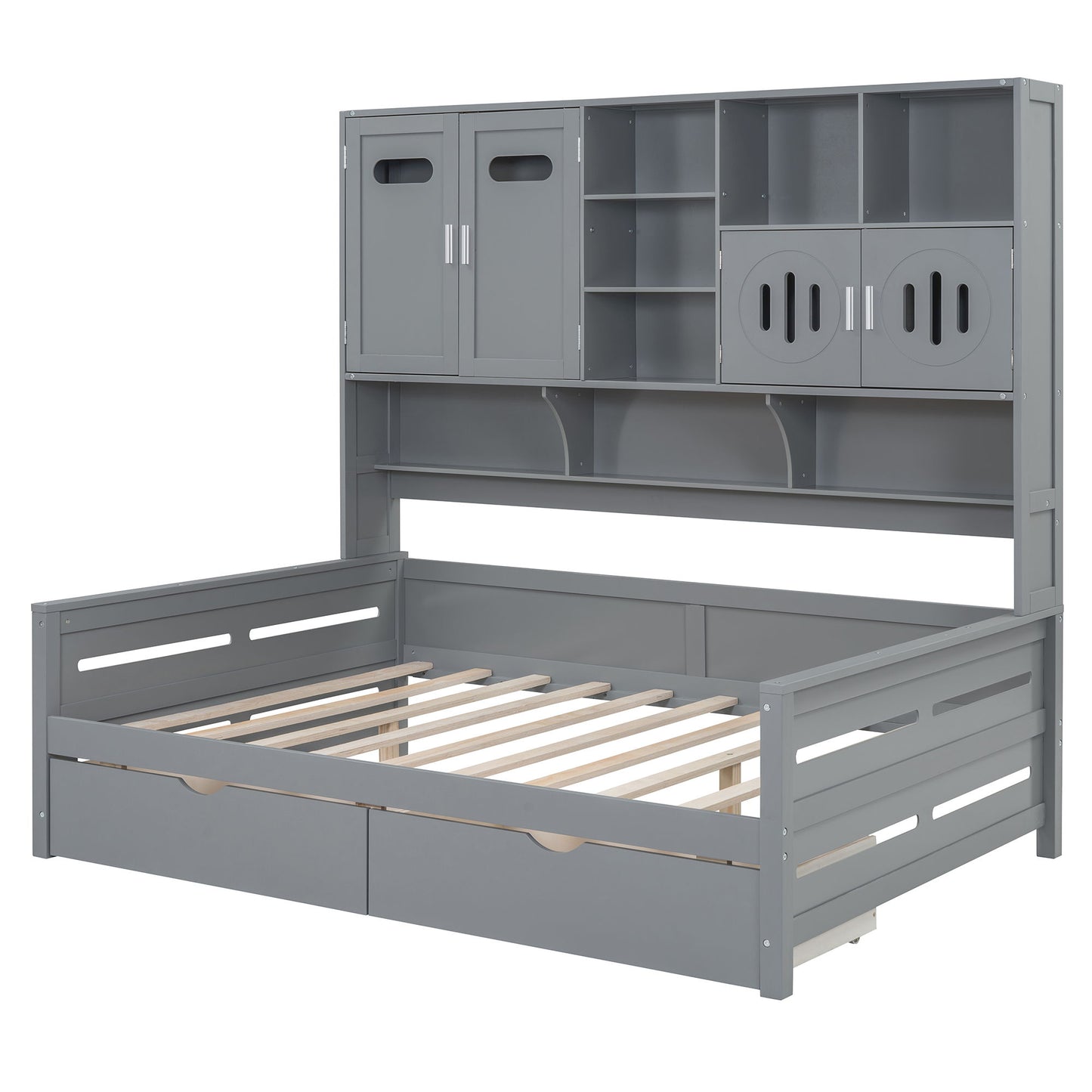 Daybed With All-In-One Cabinet And Shelf