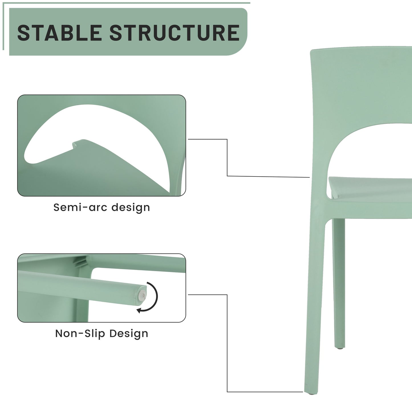 4 Piece Set Of Modern Designed Single Chairs With Long Table
