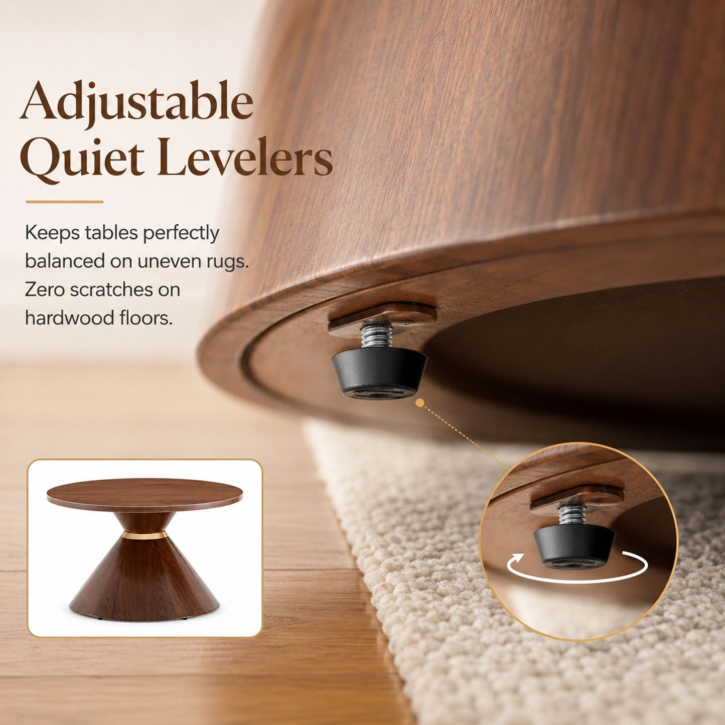 2 Piece Round Coffee Table Set For Living Room