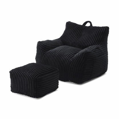 Giant Bean Bag Chair With Armrests And Footstool