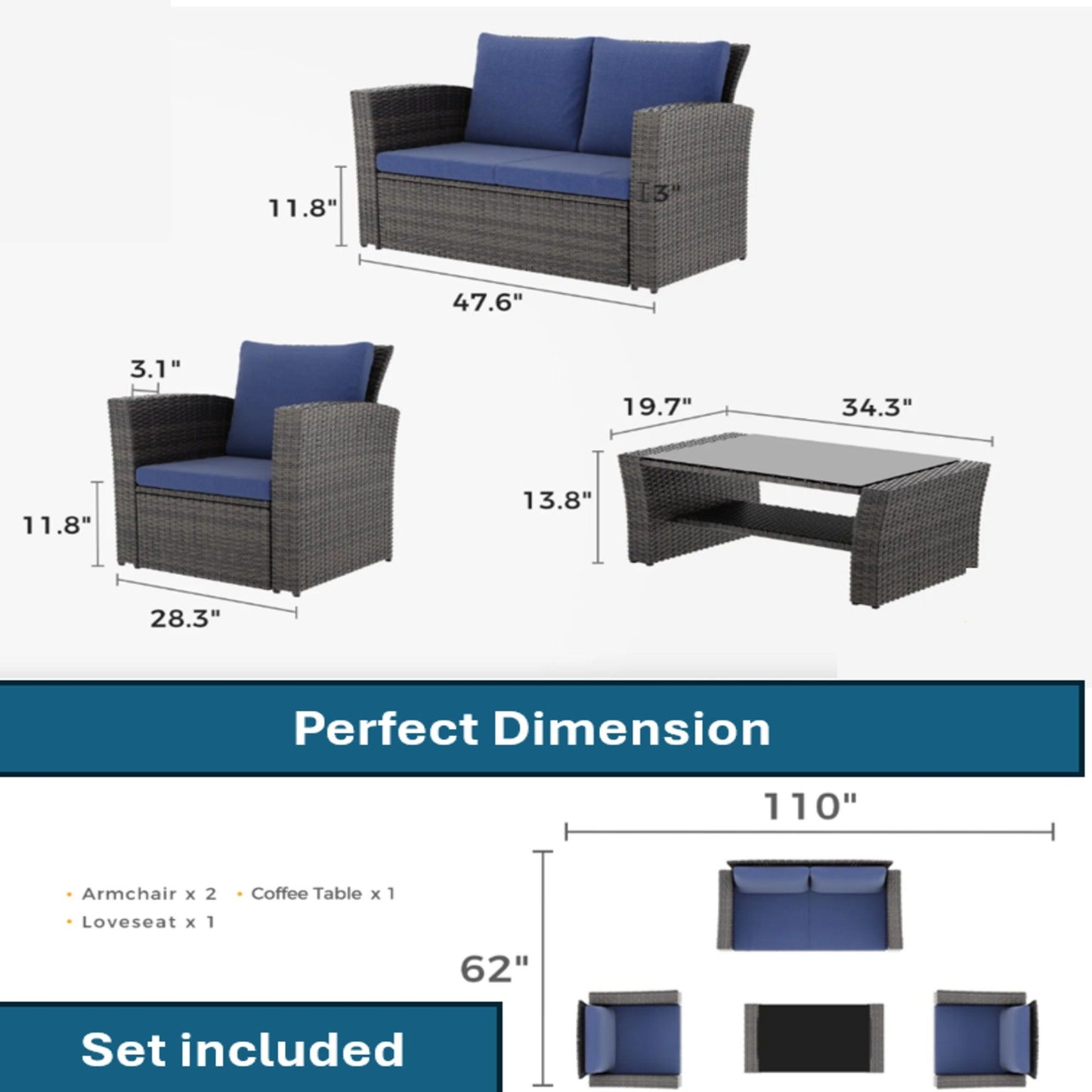 Modern Patio Set With Table And Cushions