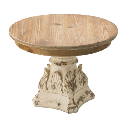Cake Stand, Wood Cake Plate With Magnesium Base - Cream / Brown