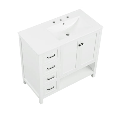 Bathroom Vanity With Sink Top, Bathroom Vanity Cabinet With 2 Doors And 2 Drawers, Open Shelf