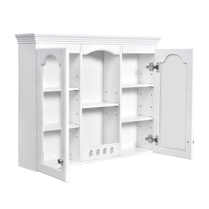 Wall-Mounted Medicine Cabinet With 2 Glass Doors, Adjustable Shelves - White