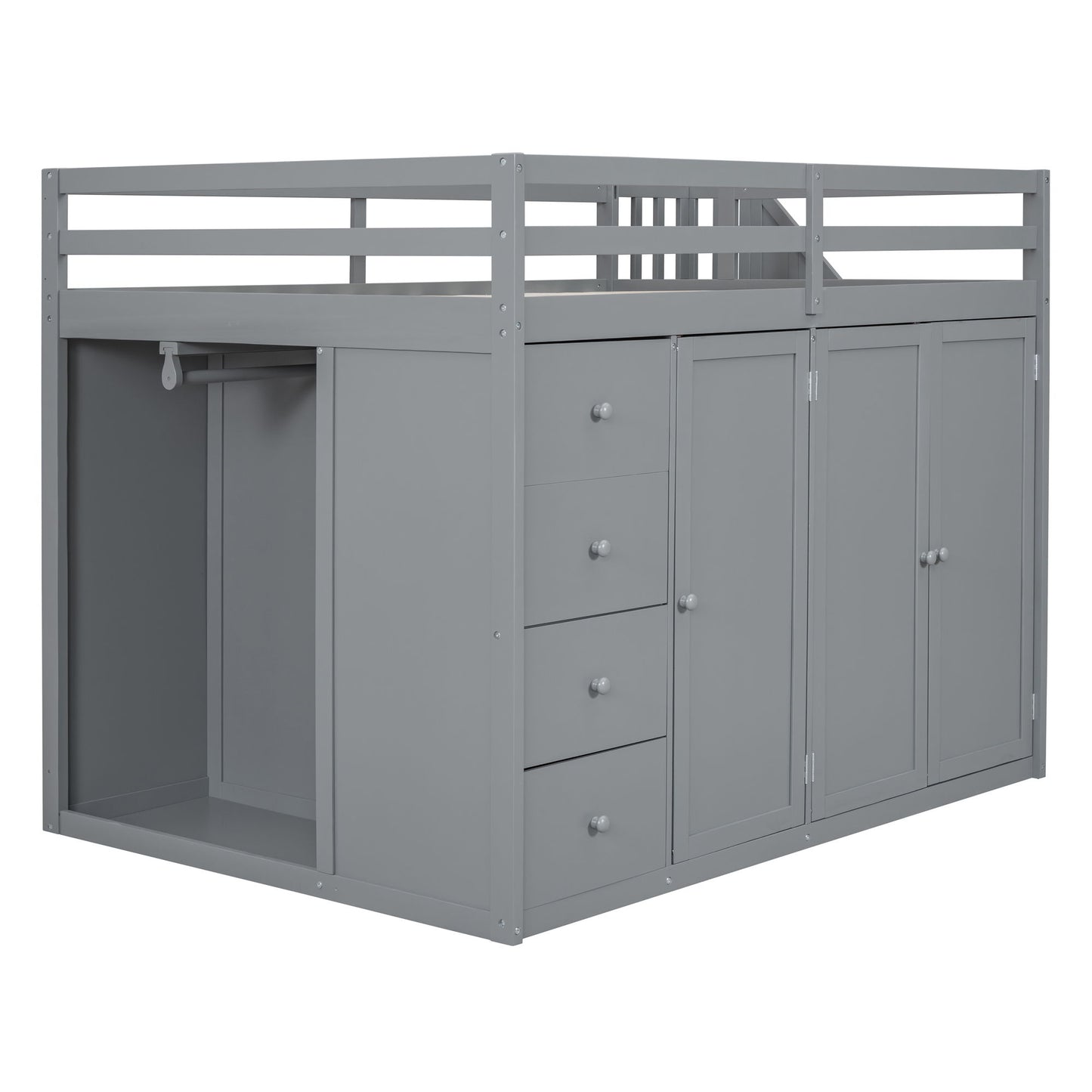 Loft Bed With Built In Wardrobes, Cabinets And Drawers