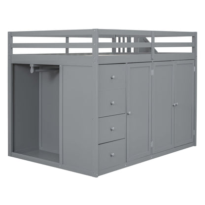 Loft Bed With Built In Wardrobes, Cabinets And Drawers