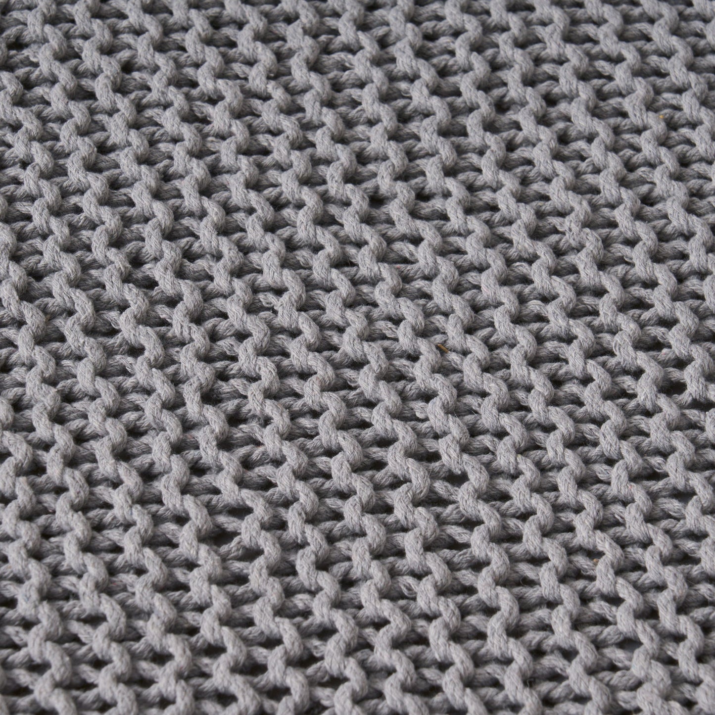 Chabani - Indoor Modern Knitted Fabric Cube Pouf Ottoman - Light Gray