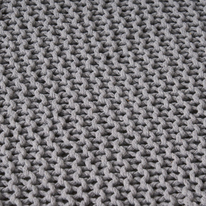 Chabani - Indoor Modern Knitted Fabric Cube Pouf Ottoman - Light Gray