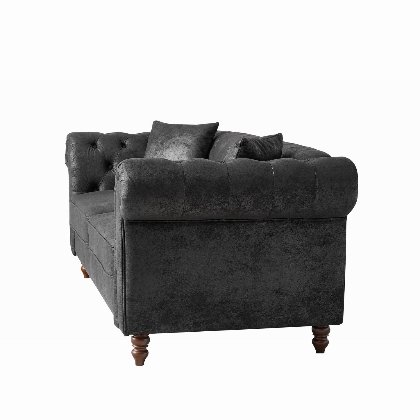 Chesterfield 3 And 3 Seater Sofa Set High Tech Fabric Roll Armrest Upholstered Couch