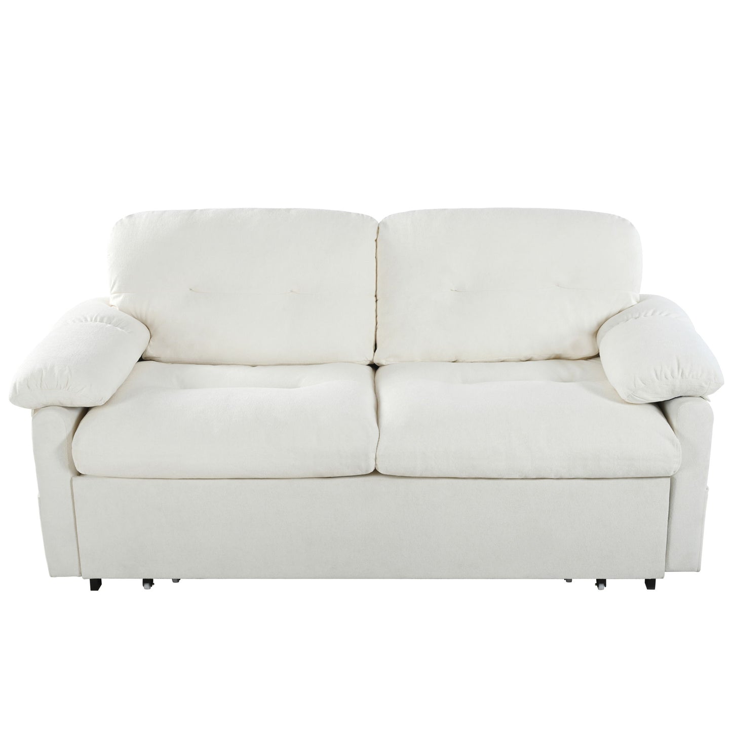 Convertible Pull Out Sofa Bed Queen Size, 3 In 1 With Side Storage