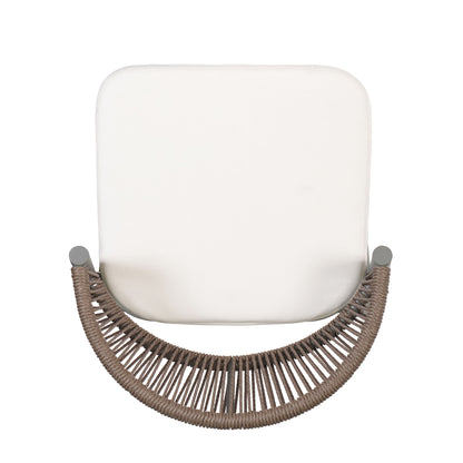 Outdoor Bar Height Metal Frame Counter Stools With Scallop Shaped Backrest & Water Resistant Cushions